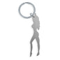 DIABLO PICANTE - LLAVERO CON SILUETA DE MUJER COLOR PLATA CON ABRIDOR DE CERVEZA