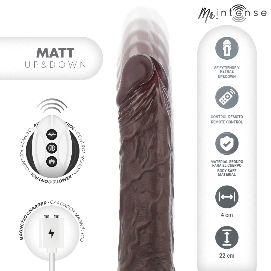 MR INTENSE - MATT REALÍSTICO MULTIFUNCIÓN CON VIBRACIÓN UP AND DOWN CONTROL REMOTO 22 CM -O- 4 CM