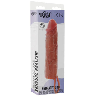 GET REAL - FUNDA HYDRATED SKIN DE SILICONA PARA PENE CARAMELO 20 CM