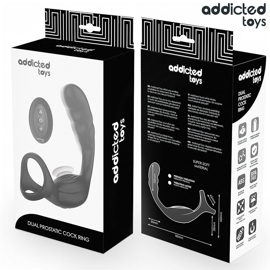ADDICTED TOYS - ANILLO DOBLE VIBRADOR PROSTÁTICO CONTROL REMOTO