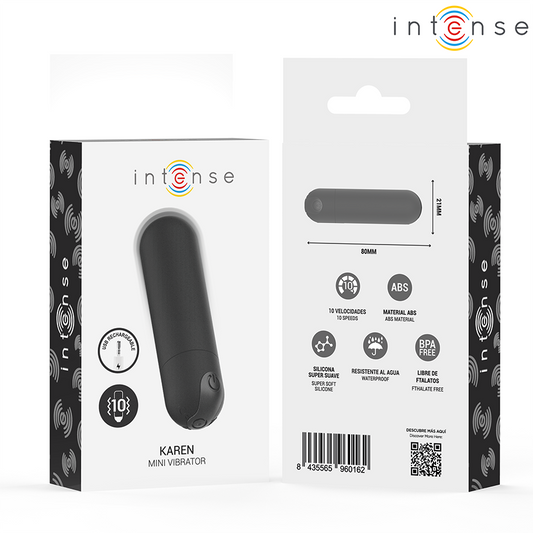 INTENSE - KAREN MINI BALA VIBRADORA 10 MODOS RECARGABLE NEGRO