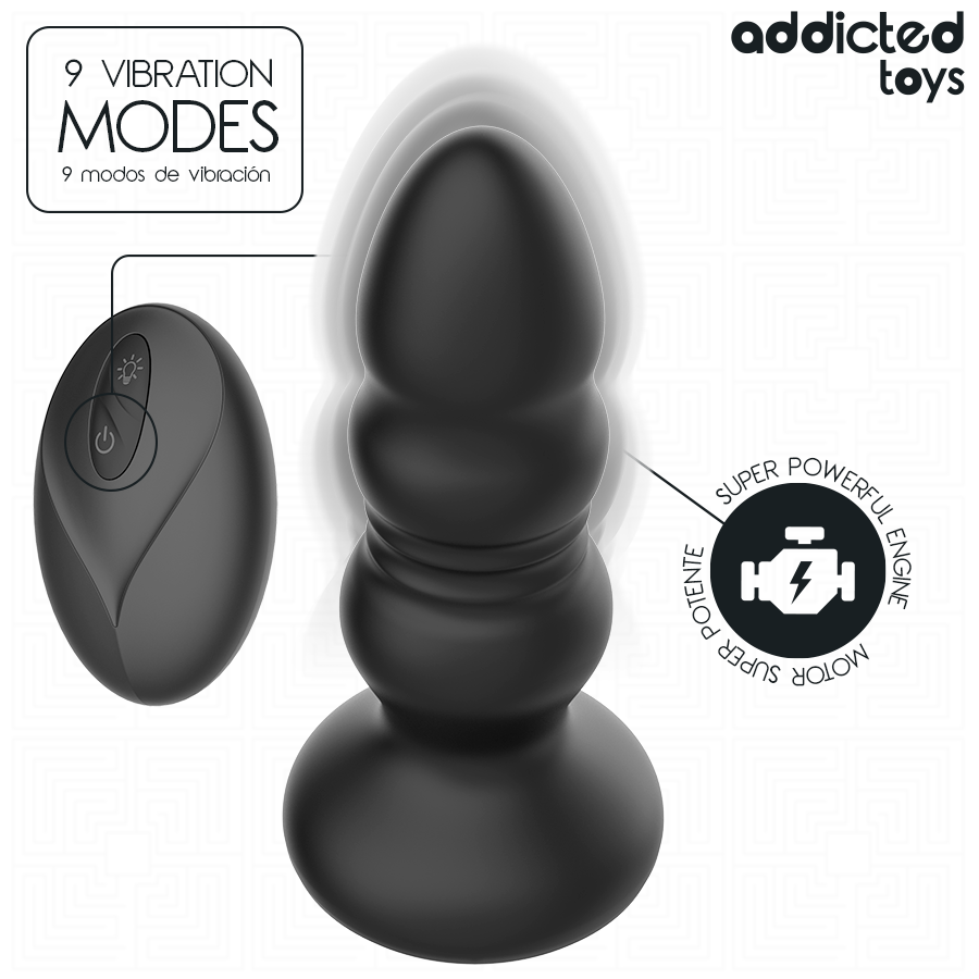 ADDICTED TOYS - PLUG ANAL VIBRADOR THRUSTING Y LUZ LED CONTROL REMOTO