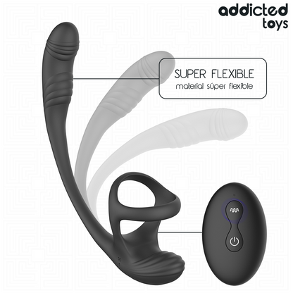 ADDICTED TOYS - PLUG ANAL VIBRACIÓN Y WAVING 360º Y ESTIMULADOR TESTÍCULOS