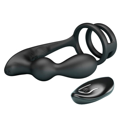 MR PLAY - ANILLO PARA PENE CON PLUG ANAL CON VIBRACIÓN CONTROL REMOTO