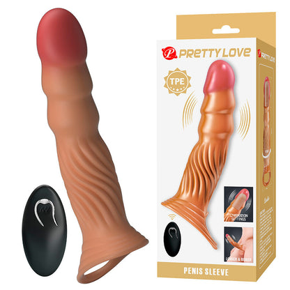 PRETTY LOVE - FUNDA PARA PENE TEXTURIZADA CON VIBRACIÓN Y CONTROL REMOTO