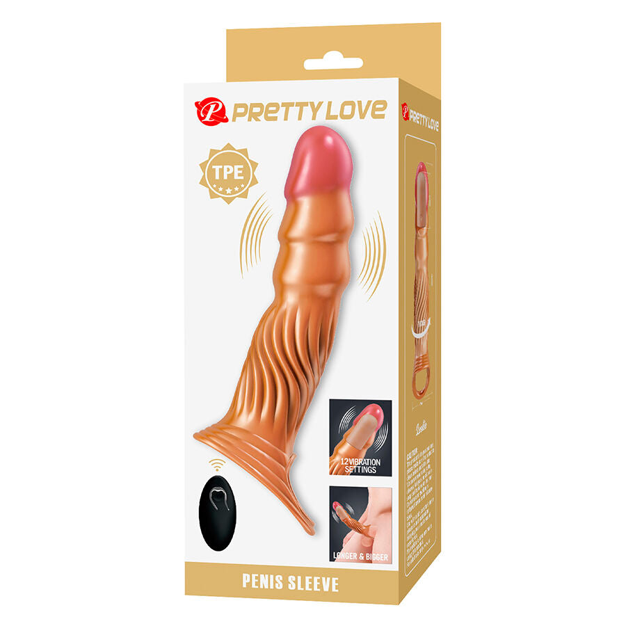 PRETTY LOVE - FUNDA PARA PENE TEXTURIZADA CON VIBRACIÓN Y CONTROL REMOTO