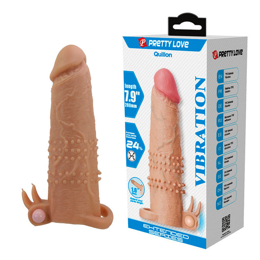 PRETTY LOVE - QUILLON FUNDA PARA PENE CON ESTIMULADOR DE CLÍTORIS Y VIBRACIÓN