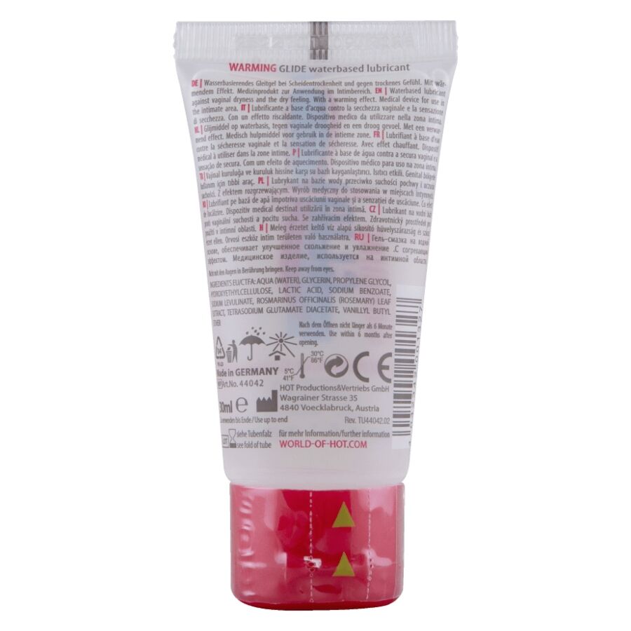HOT - WARMING GLIDE LIQUID PLEASURE LUBRICANTE BASE AGUA EFECTO CALOR 30 ML