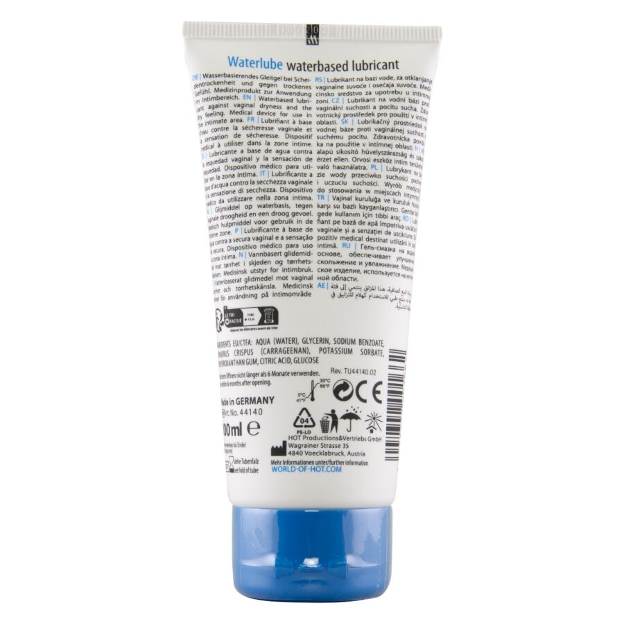 HOT - WATER LUBE LUBRICANTE BASE AGUA AGUA DE MANANTIAL 100 ML