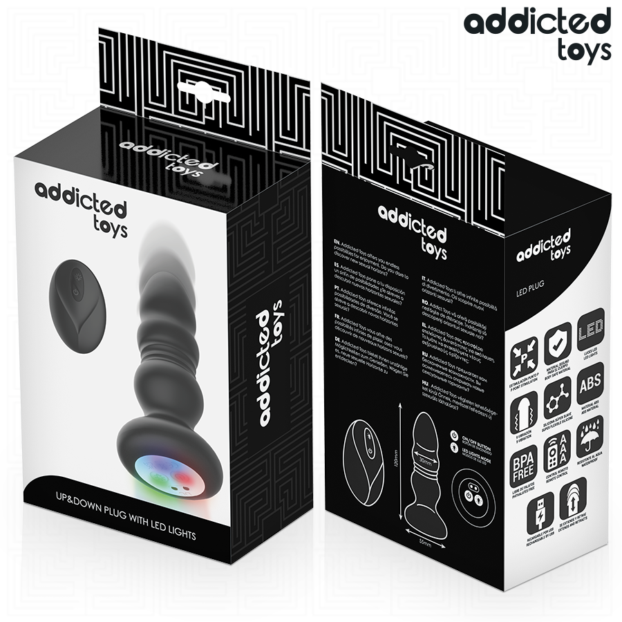 ADDICTED TOYS - PLUG ANAL VIBRADOR THRUSTING Y LUZ LED CONTROL REMOTO