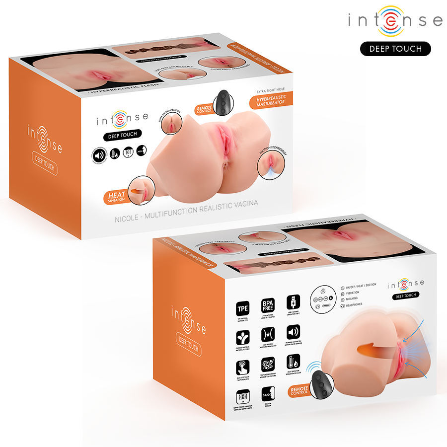 INTENSE DEEP TOUCH - NICOLE MASTURBADOR SUCCIONADOR REALÍSTICO VAGINA CON EFECTO CALOR Y SONIDO CONTROL REMOTO
