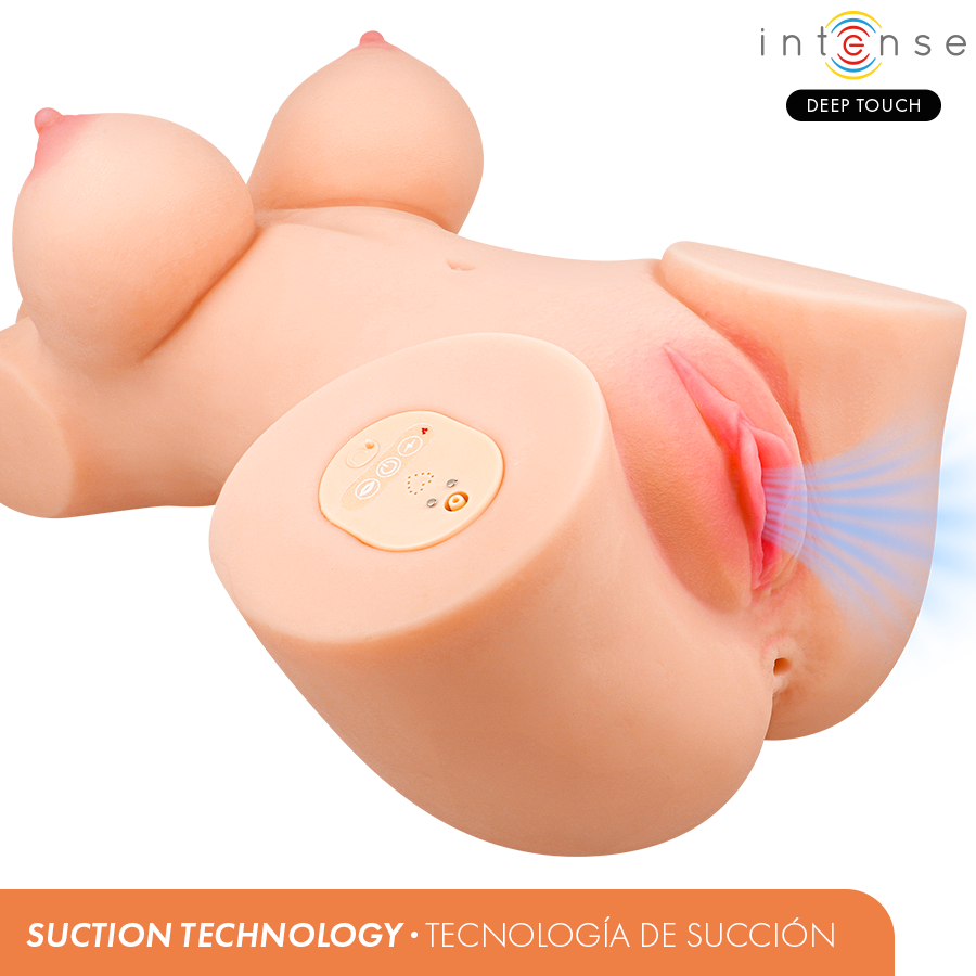 INTENSE DEEP TOUCH - VERO TORSO SUCCIONADOR REALÍSTICO CON VIBRACIÓN Y SONIDO FEMENINO CONTROL REMOTO