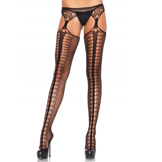 LEG AVENUE - EXCLUSIVE BLACK GARTER BELT STOCKINGS