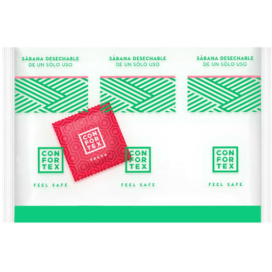 CONFORTEX - INDIVIDUAL DISPOSABLE HYGIENIC SHEETS + STRAWBERRY CONDOM