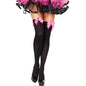 LEG AVENUE - BLACK NYLON STOCKINGS WITH PINK BOW