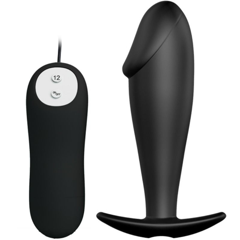 PRETTY LOVE - SILICONE ANAL PLUG PENIS SHAPE AND 12 VIBRATION MODES BLACK
