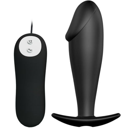 PRETTY LOVE - SILICONE ANAL PLUG PENIS SHAPE AND 12 VIBRATION MODES BLACK
