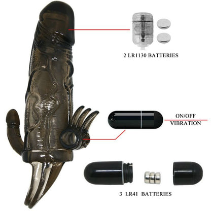 DANCE - BRAVE MAN ANAL AND CLITORIS VIBRATING PENIS SLEEVE 16.5 CM BLACK