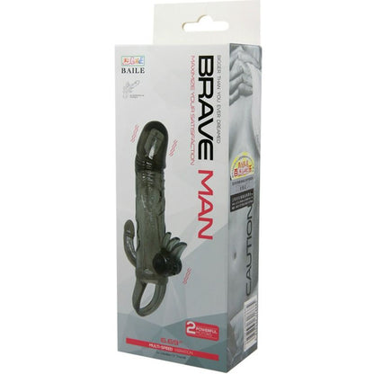 DANCE - BRAVE MAN ANAL AND CLITORIS VIBRATING PENIS SLEEVE 16.5 CM BLACK