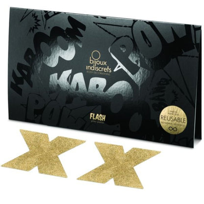 BIJOUX - INDISCRETS FLASH GOLDEN CROSS NIPPLE GUARDS