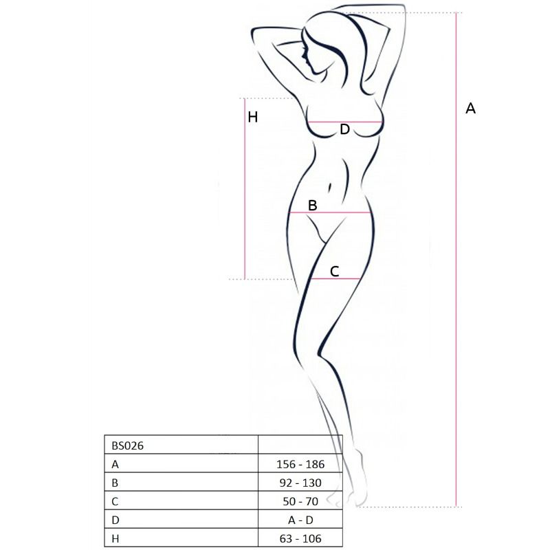 PASSION - WOMAN BS026 BODYSTOCKING DRESS STYLE BLACK ONE SIZE