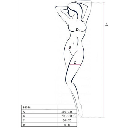 PASSION - WOMAN BS034 BLACK BODYSTOCKING ONE SIZE