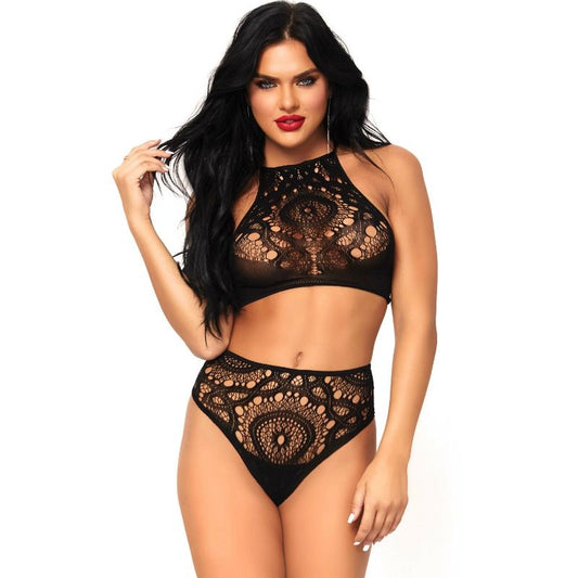 LEG AVENUE - 2-PIECE SET: TOP AND TIGHTS M/L