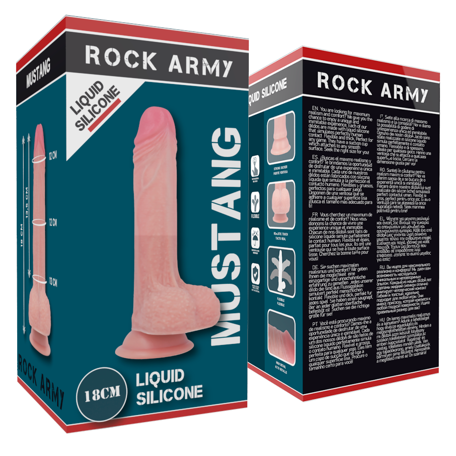 ROCKARMY - MUSTANG REALISTIC LIQUID SILICONE DILDO 18 CM -O- 4.14 CM