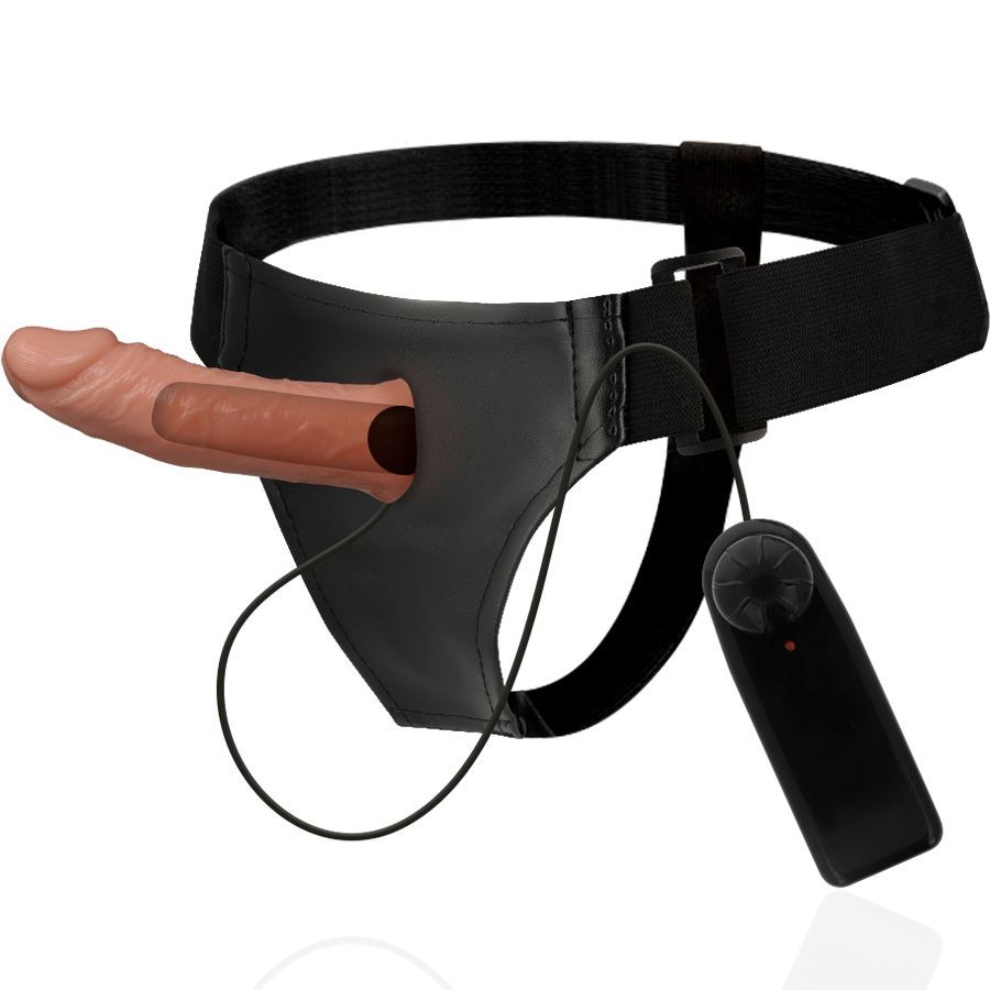 HARNESS ATTRACTION - HOLLOW HARNESS BENNY WITH VIBRATOR 15 CM -OR- 4.5 CM