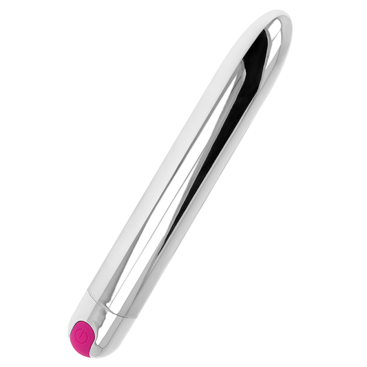 OHMAMA - 10 MODES RECHARGEABLE SILVER VIBRATOR 18.5 CM
