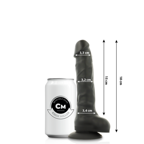 COCK MILLER - SILICONA DENSITY COCKSIL ARTICULABLE NEGRO 18 CM