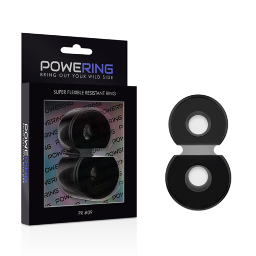 POWERING - SUPER FLEXIBLE Y RESISTENTE ANILLO PENE DOBLE PR09 NEGRO