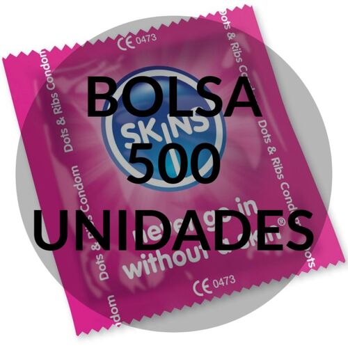 SKINS PRESERVATIVOS PUNTOS & ESTRÍAS BOLSA 500 UDS