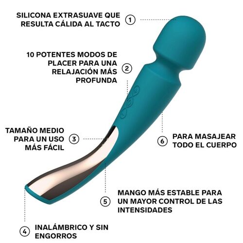 LELO - MASAJEADOR SMART MEDIUM WAND 2 VERDE AGUA