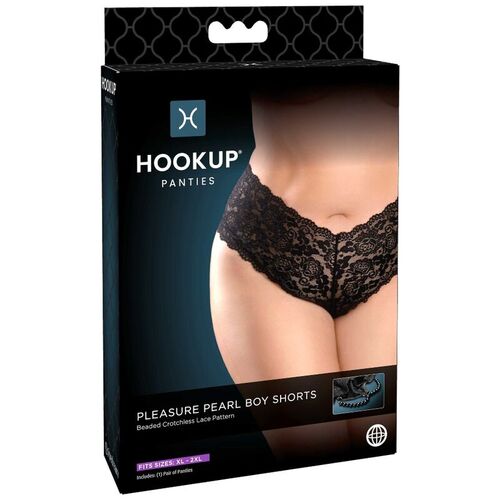 HOOK UP PANTIES - PLEASURE PEARL PANTY BOY SHORTS XL-2XL