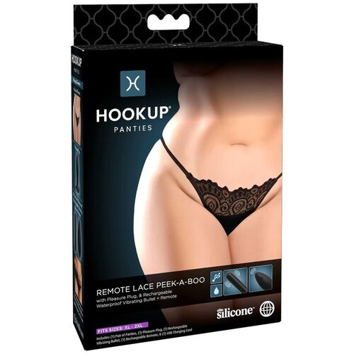 HOOK UP PANTIES - REMOTE LACE PEEK-A-BOO XL-2XL