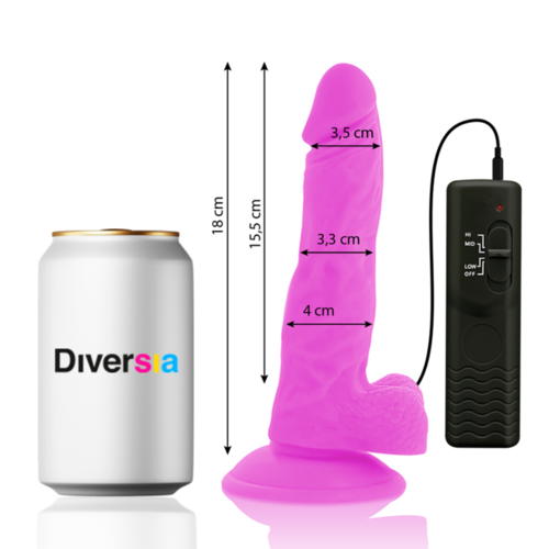 DIVERSIA - DILDO FLEXIBLE CON VIBRACIÓN 18 CM - LILA