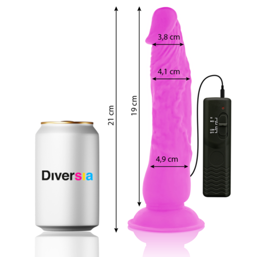 DIVERSIA - DILDO FLEXIBLE CON VIBRACION 21 CM - LILA