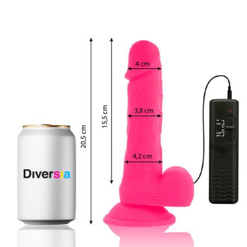 DIVERSIA - DILDO FLEXIBLE CON VIBRACION 20.5 CM - ROSA