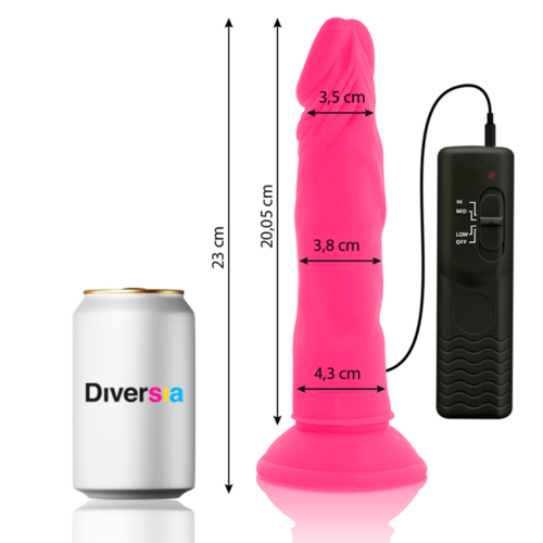 DIVERSIA - DILDO FLEXIBLE CON VIBRACION 23 CM - ROSA