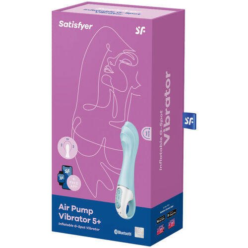 SATISFYER AIR PUMP VIBRATOR 5+ VIBRADOR PUNTO G INFLABLE - AZUL