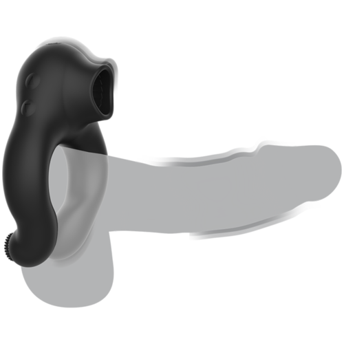 BLACK&SILVER - ANILLO VIBRADOR SILICONA 3 MOTORES RECARGABLE NEGRO