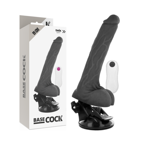 BASECOCK - VIBRADOR REALISTICO CONTROL REMOTO NEGRO 19 CM -O- 4 CM