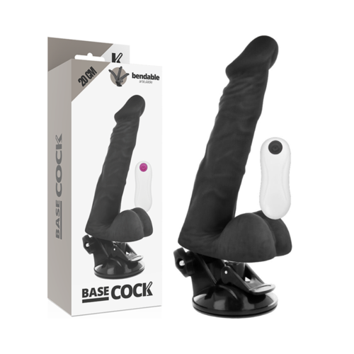 BASECOCK - VIBRADOR ARTICULABLE CONTROL REMOTO NEGRO 20 CM -O- 4.5 CM