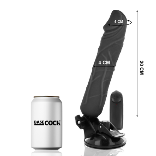 BASECOCK - VIBRADOR REALISTICO CONTROL REMOTO NEGRO 20 CM -O- 4 CM