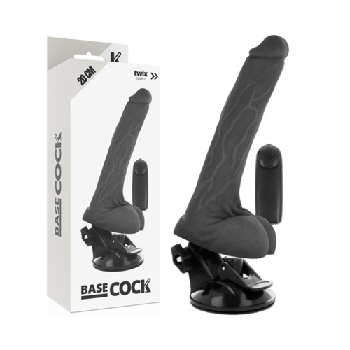 BASECOCK - VIBRADOR REALISTICO CONTROL REMOTO NEGRO CON TESTICULOS 20 CM -O- 4 CM